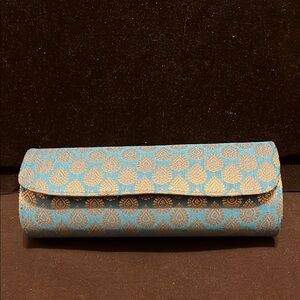 Elegant Blue and Gold Clutch